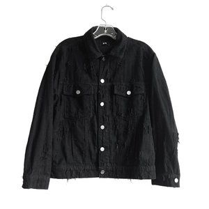 Made Gold black distressed texture denim jacket